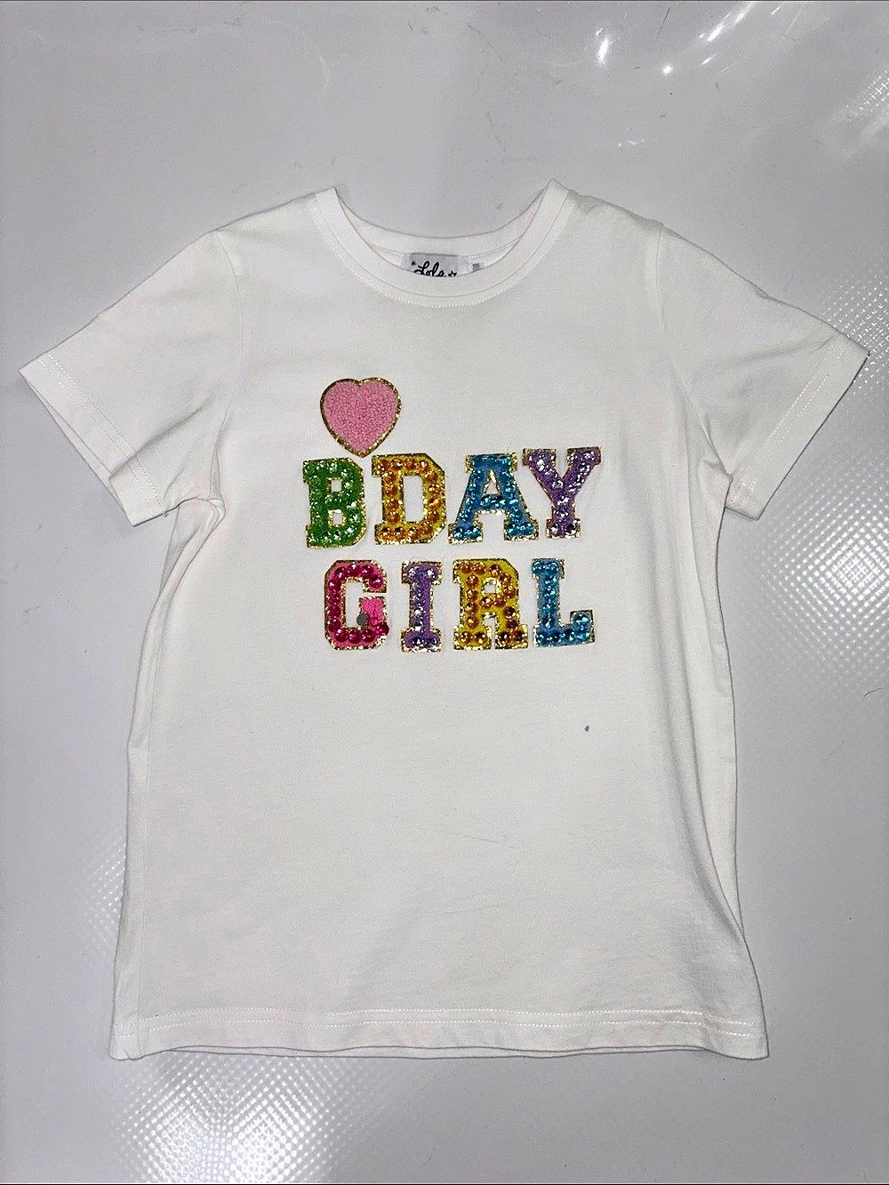 Lola + The Boys Birthday Girl Gem T-Shirt Girls Short Sleeve Tee Size 8 White